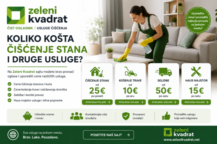 KOLIKO KOŠTA ČIŠĆENJE STANA I DRUGE USLUGE?